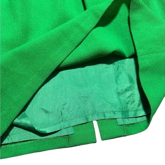 Guy Laroche RARE Vintage 1980’s Couture Green Wool Crepe Tulip Cocktail Dress - Picture 5 of 13